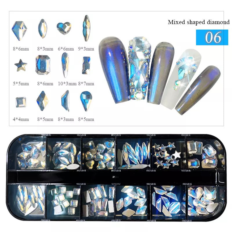 Crytal AB Opal Rhinestone Mix Shaped #6 - Premier Nail Supply