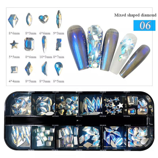 Crytal AB Opal Rhinestone Mix Shaped #6 - Premier Nail Supply