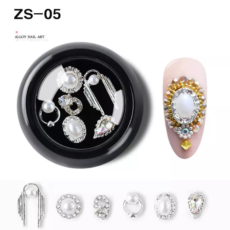 Alloy Luxury Nail Art Diamonds Crystal 6pcs Mix ZS-05 - Premier Nail Supply