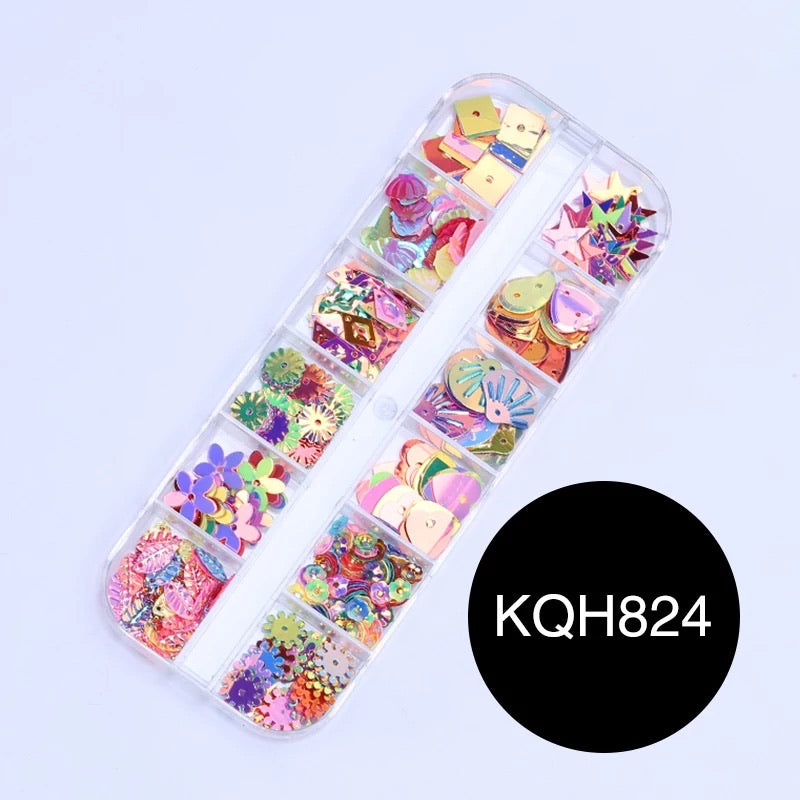 Mix Seashells N Leave Colors Sequin KQH824 - Premier Nail Supply