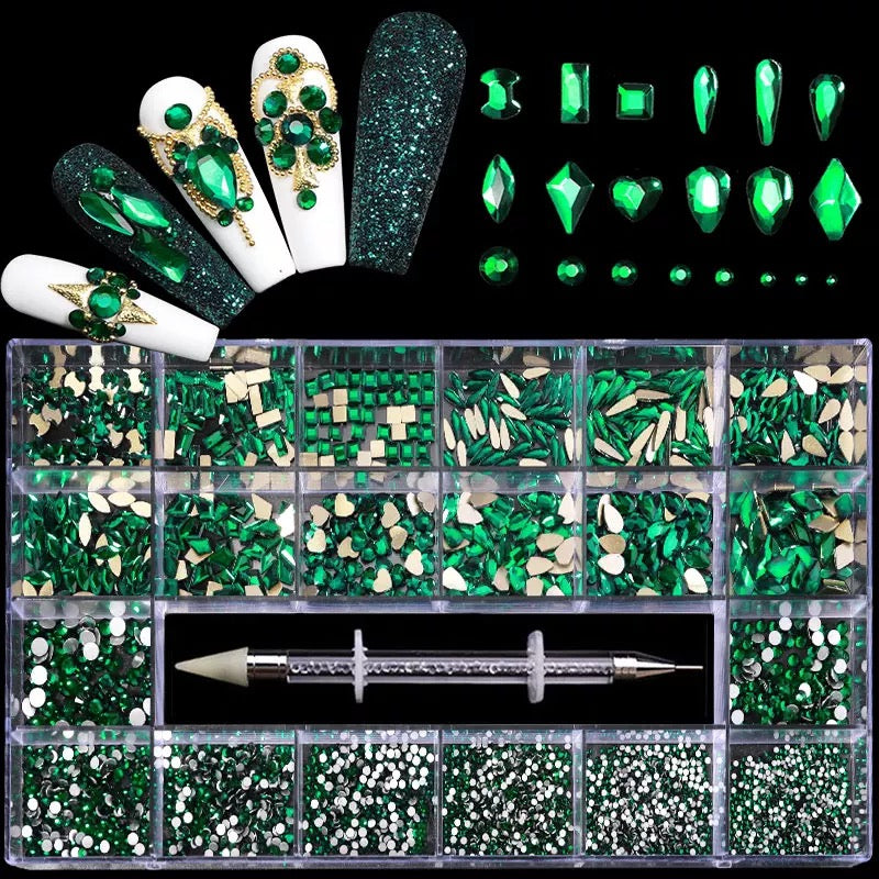 Luxury Green Rhinestone Kit HR012 - Premier Nail Supply