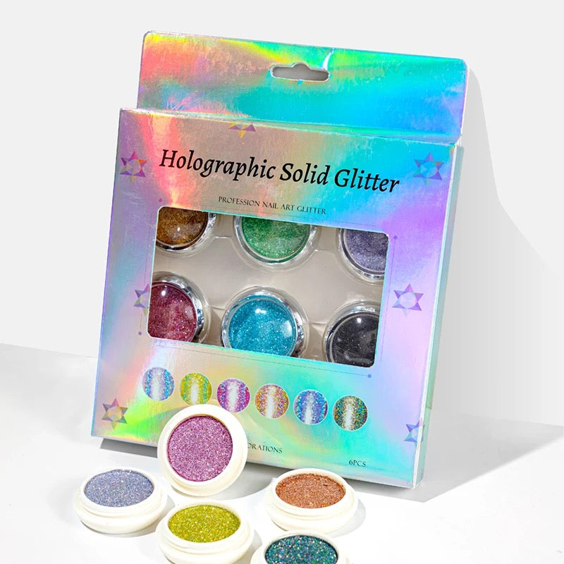 Holographic Solid Chrome Glitter #B - 6pcs - Premier Nail Supply