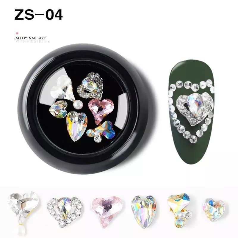 Alloy Luxury Nail Art Diamonds Crystal 6pcs Mix ZS-04 - Premier Nail Supply