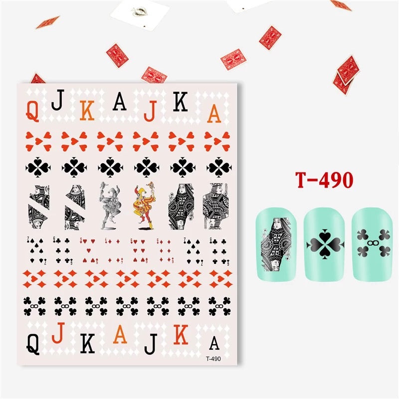 Playing Card Nail Art Sticker T490 - Premier Nail Supply