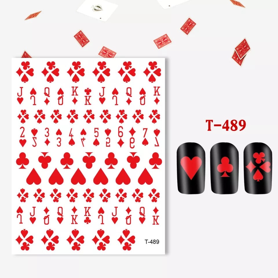 Playing Card Nail Art Sticker T489 - Premier Nail Supply