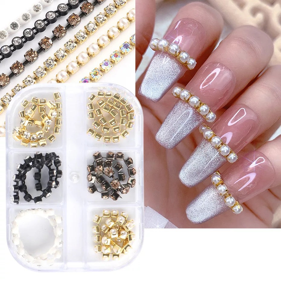 Nail Charm Metal Chains Design 6 Types/Box - Premier Nail Supply
