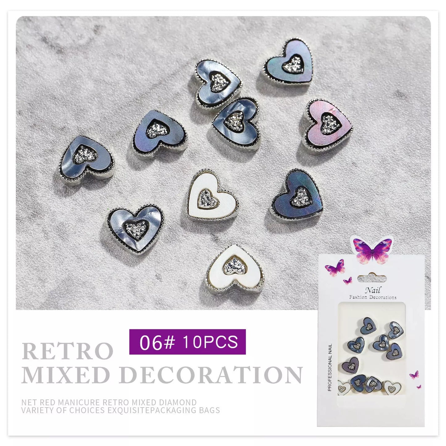 Seashells Hearts Nail Charm - #90934 - Premier Nail Supply