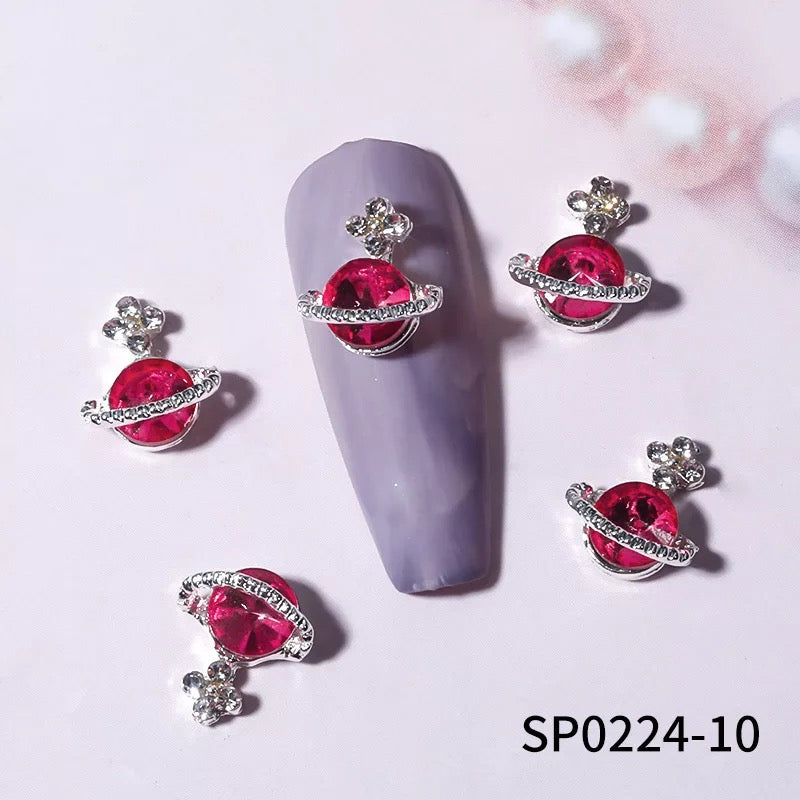 Planet 3D Rhinestone Nail Charm Decoration 6pcs - Premier Nail Supply