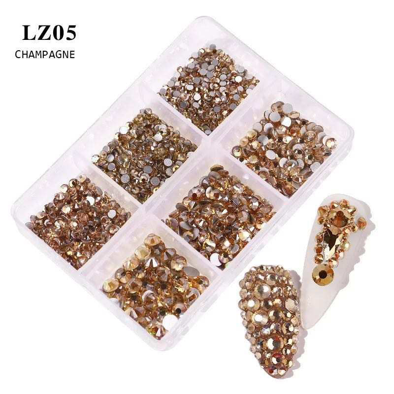AB Champagne Rhinestone Mix Size Nail Art Decoration LZ05 - Premier Nail Supply