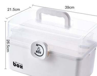 Box Organizer with 3-Tier Fold Tray,Portable Handled Art Box, Blue /White - Premier Nail Supply