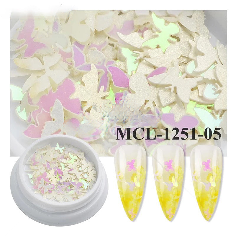 White 3D BUTTERFLY MCL125105 - Premier Nail Supply