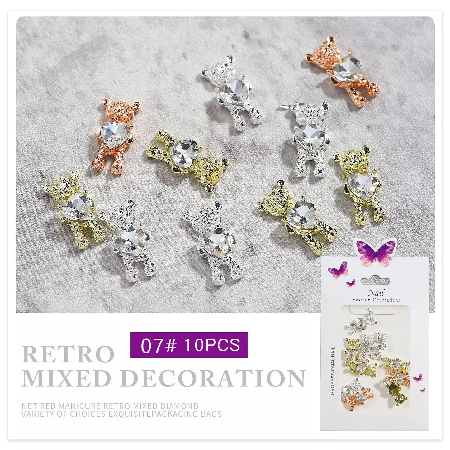 Multiple Color Bear With Big Heart - #00598 - Premier Nail Supply