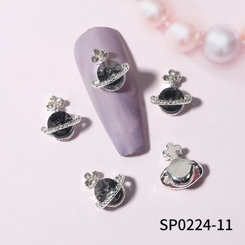 Planet 3D Rhinestone Nail Charm Decoration 6pcs - Premier Nail Supply