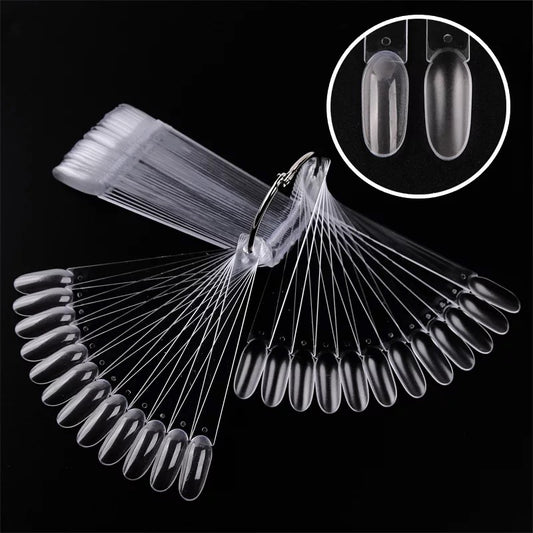 50 Pcs Oval Clear Nail Tips Sticks Plastic Nail Display Wheel #79190 - Premier Nail Supply