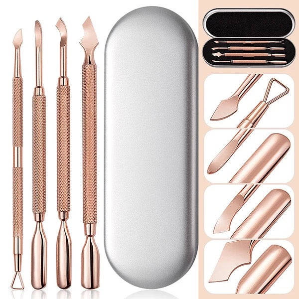 Rose Gold Cuticle Pusher 4pcs Set - Premier Nail Supply