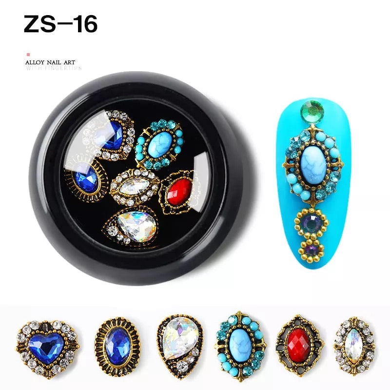 Alloy Luxury Nail Art Diamonds Crystal 6pcs Mix ZS-16 - Premier Nail Supply
