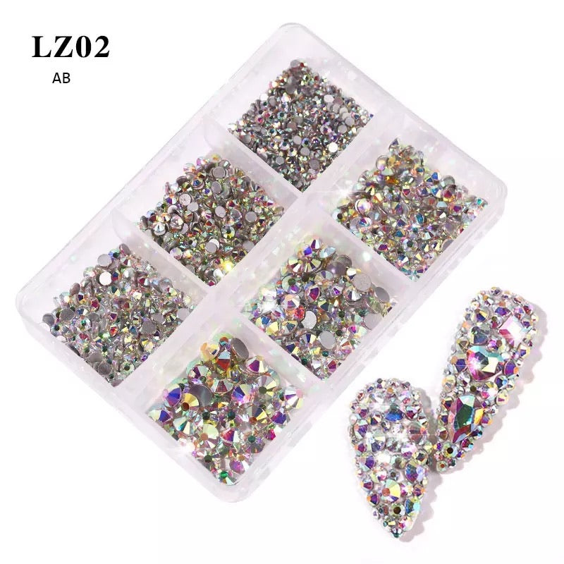AB Rainbow Rhinestone Mix Size Nail Art Decoration LZ02 - Premier Nail Supply