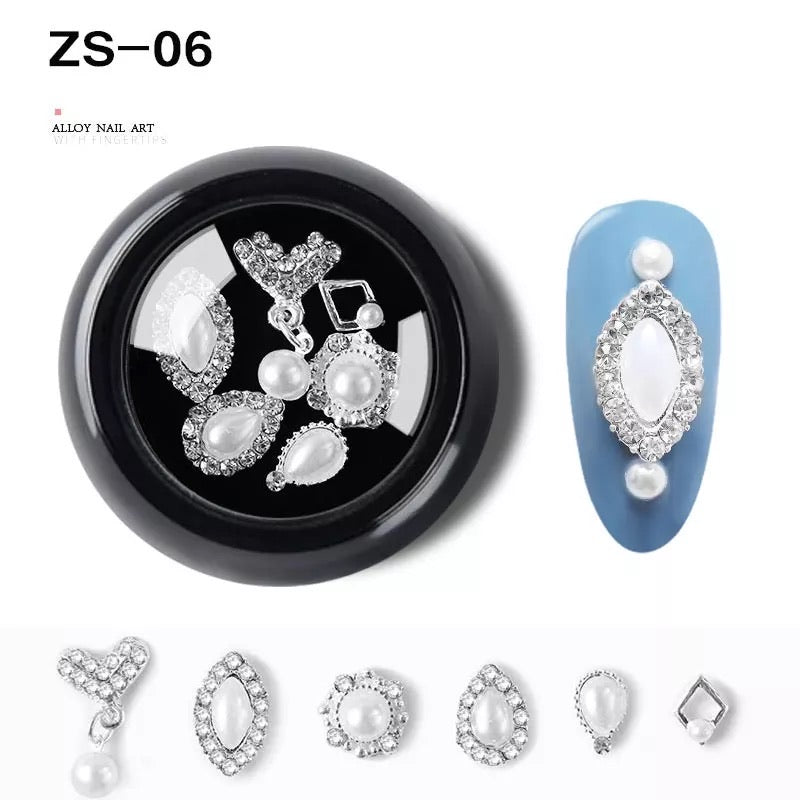 Alloy Luxury Nail Art Diamonds Crystal 6pcs Mix ZS-06 - Premier Nail Supply