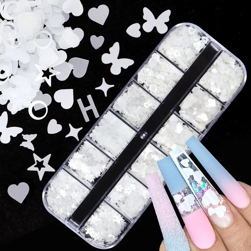 White Butterfly With Mix Letters #71382 - Premier Nail Supply