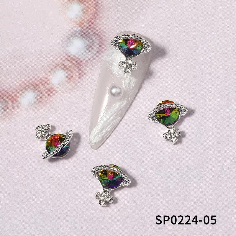 Planet 3D Rhinestone Nail Charm Decoration 6pcs - Premier Nail Supply
