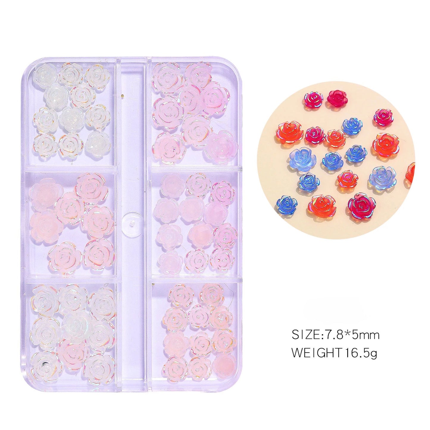 Colors Changed 3D Acrylic Flower Nail Charm Mix White Aurora -#81874 - Premier Nail Supply