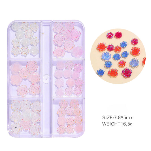 Colors Changed 3D Acrylic Flower Nail Charm Mix White Aurora -#81874 - Premier Nail Supply