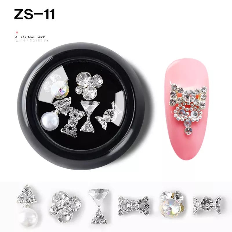 Alloy Luxury Nail Art Diamonds Crystal 6pcs Mix ZS-11 - Premier Nail Supply