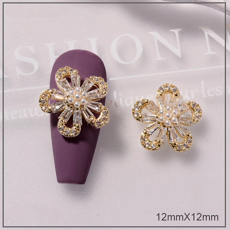 Gold Flower with Diamonds - #40086 - Premier Nail Supply