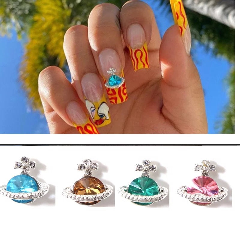Planet 3D Rhinestone Nail Charm Decoration 6pcs - Premier Nail Supply