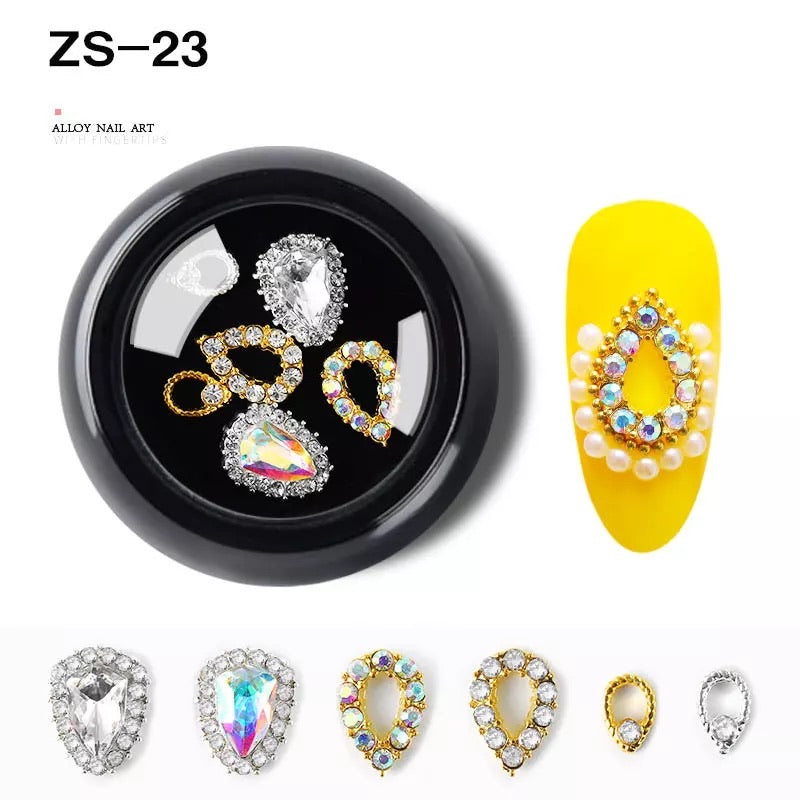 Alloy Luxury Nail Art Diamonds Crystal 6pcs Mix ZS-23 - Premier Nail Supply