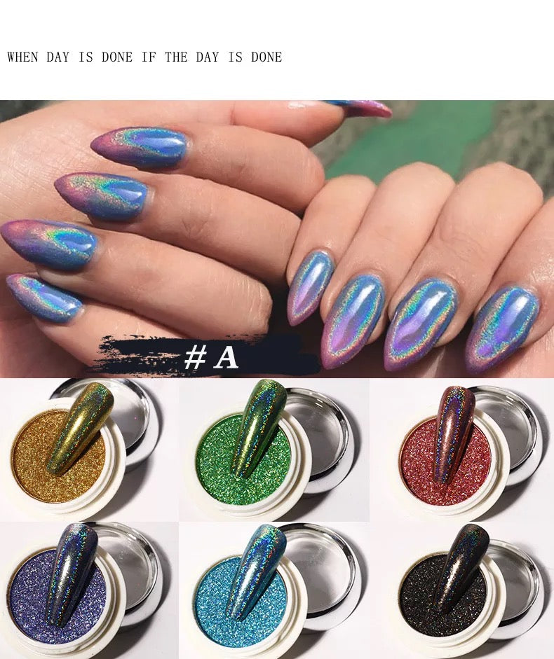 Holographic Solid Chrome Glitter #A - 6pcs - Premier Nail Supply