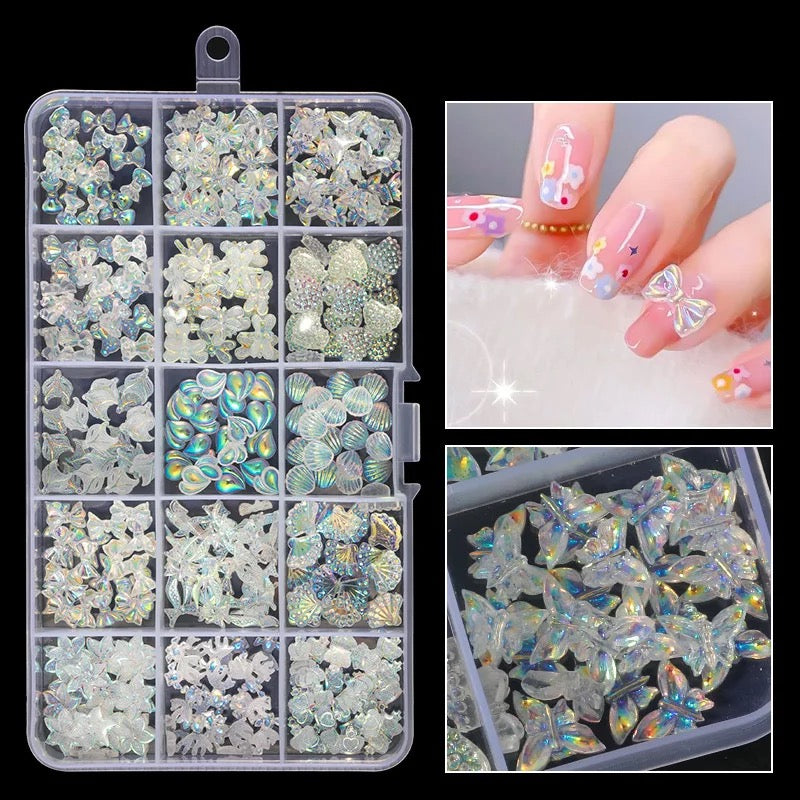 White Pearl Seashell Heart Flowers Mix #02294 - Premier Nail Supply