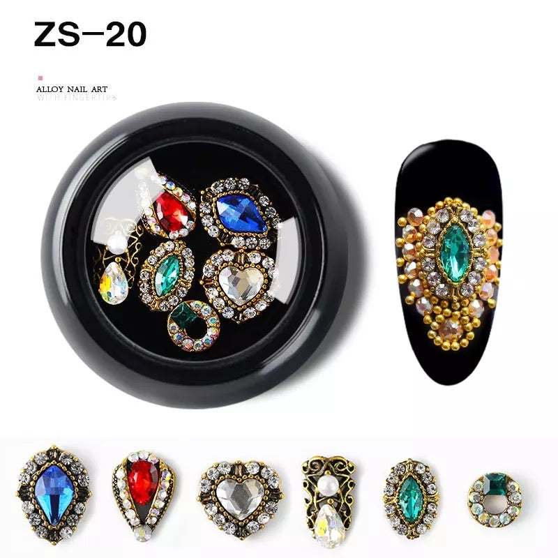 Alloy Nail Art Diamonds Crystal Opal Beads 6pcs Mix ZS-20 - Premier Nail Supply