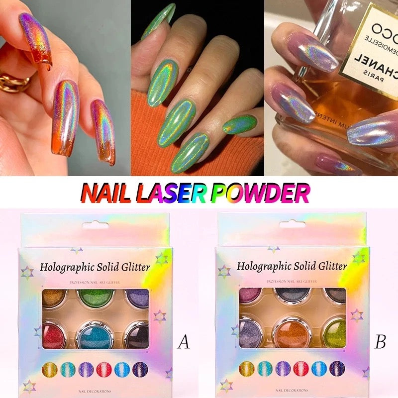 Holographic Solid Chrome Glitter #B - 6pcs - Premier Nail Supply