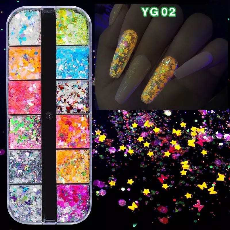Glowing The Dark Glitter Mix Sequins - #YG02 - Premier Nail Supply