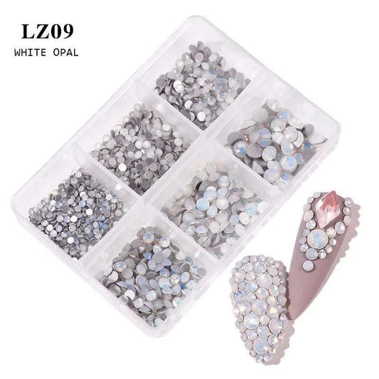 AB White Opal Rhinestone Mix Size Nail Art Decoration LZ09 - Premier Nail Supply