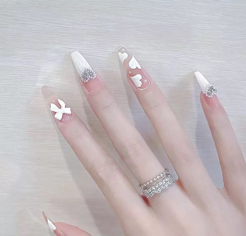 White Pearls Nail Charms Multi Shapes Flower Heart - #61689 - Premier Nail Supply