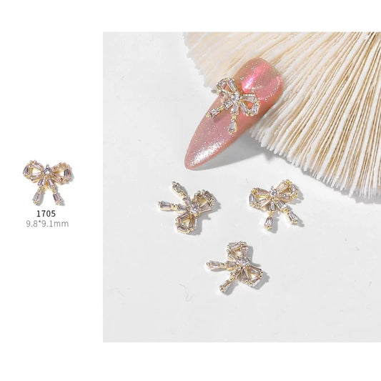 Gold Diamond Bow 2pcs B1705 - Premier Nail Supply