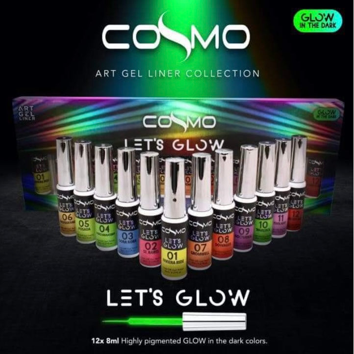 Cosmo Gel Art Let’s Glow Set 12 Bottle - Premier Nail Supply