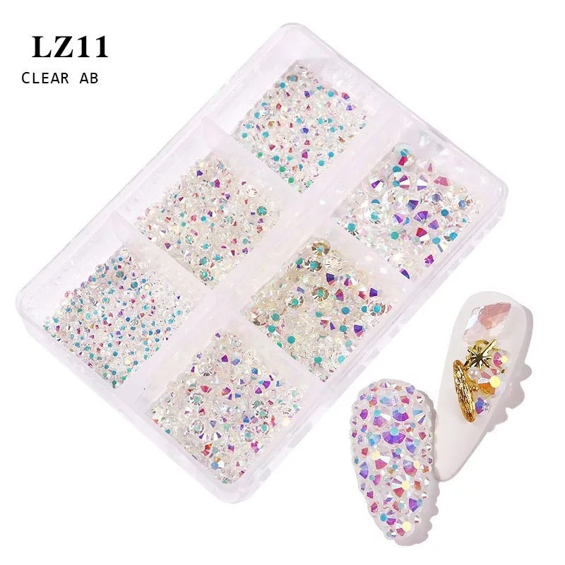 Clear AB Rhinestone Mix Size Nail Art Decoration LZ11 - Premier Nail Supply