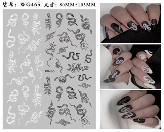 Black & white Snake with Rose WG465 - Premier Nail Supply