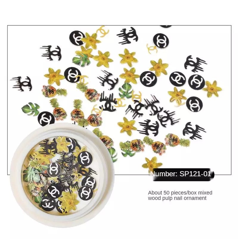 Wood Pulp Green Leave & Flowers SP12101 - Premier Nail Supply