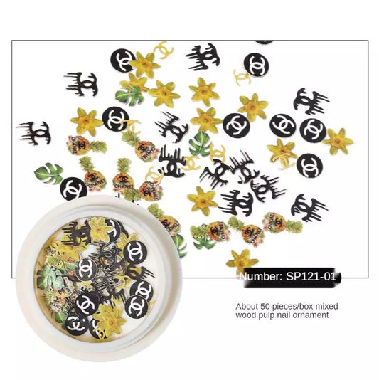 Wood Pulp Green Leave & Flowers SP12101 - Premier Nail Supply