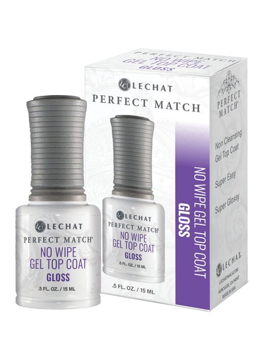 Lechat Perfect Match Gel Topcoat No Wipe Gloss 0.5 oz - #PMGTC - Premier Nail Supply