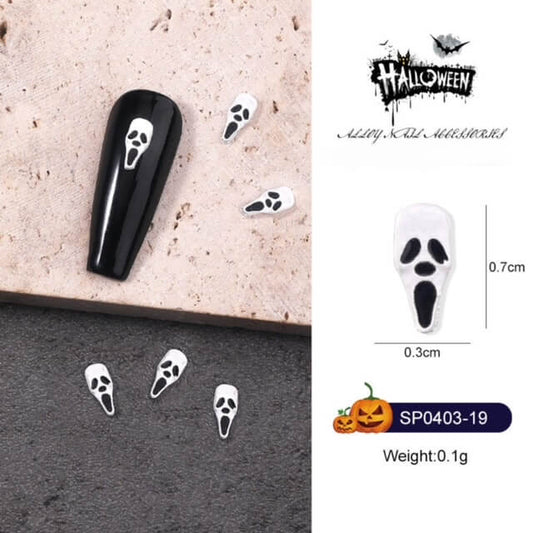 Nail Charm Halloween Skull Ghost Face White 10pcs/Bag - Premier Nail Supply 