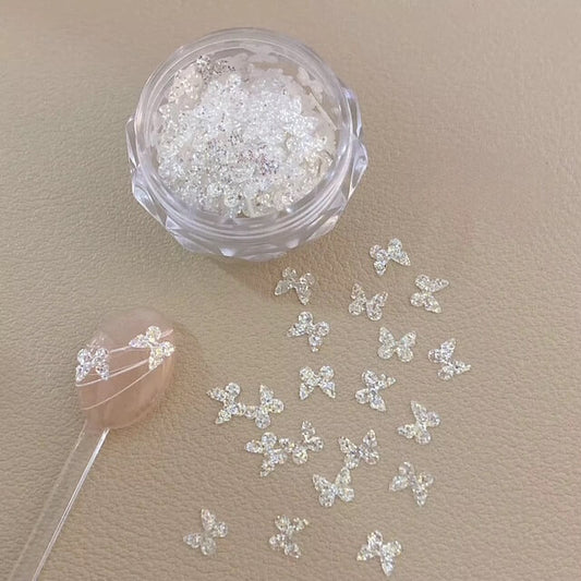 Nail Charm Glitter Sequins White Butterfly #5978