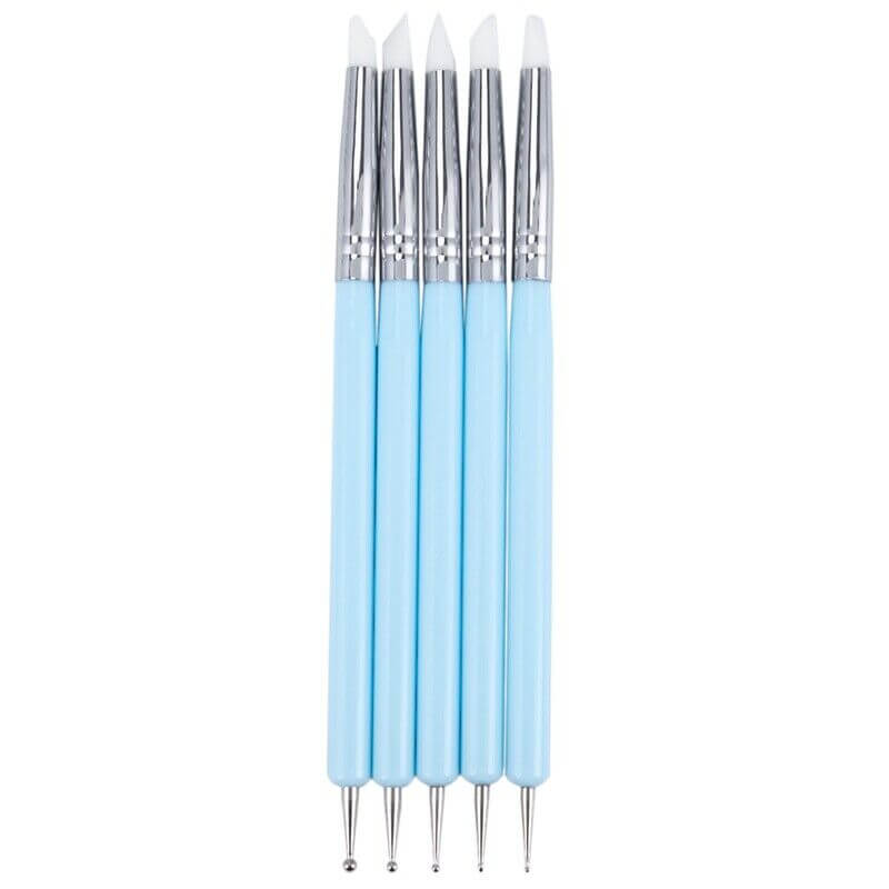 Nail Brush Doting & Silicon 5 pcs/set - Premier Nail Supply 