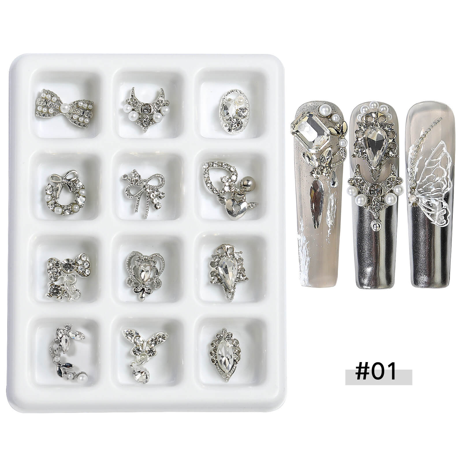 Nail Charm Gold and Silver 12pcs/set - Premier Nail Supply 