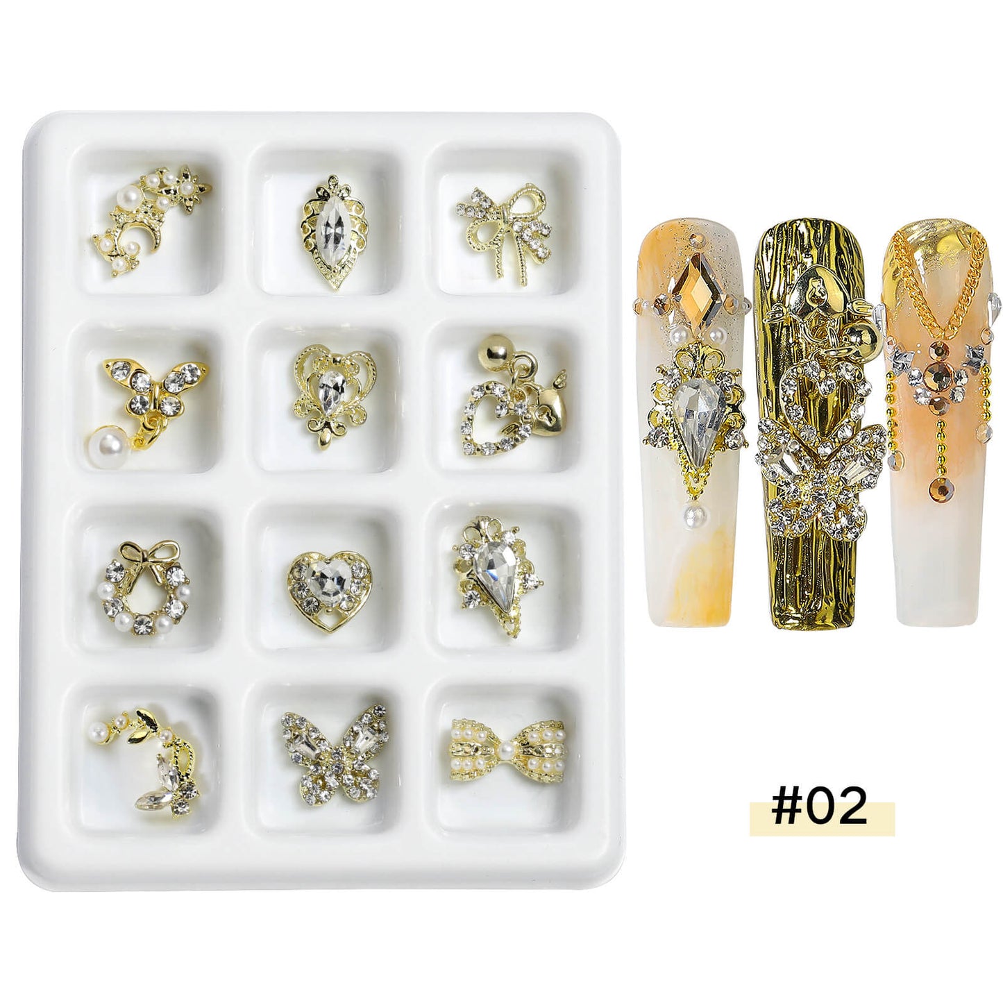 Nail Charm Gold and Silver 12pcs/set - Premier Nail Supply 