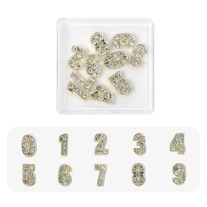 Nail Charm Number 1 to 9 Gold and Silver - Premier Nail Supply 